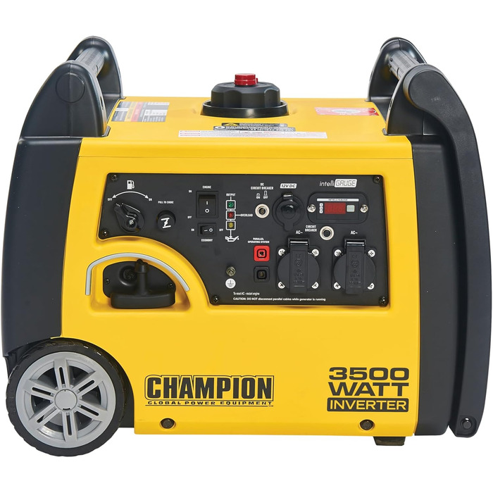 Мобільна генераторна установка Champion Power Equipment бензин (3100 Вт, портативний інвертор, генератор, ультратихий, з інтегрованою ручкою та колісною парою, ідеально підходить для активного відпочинку кемпінгу) 73001i-E-EU, жовтий