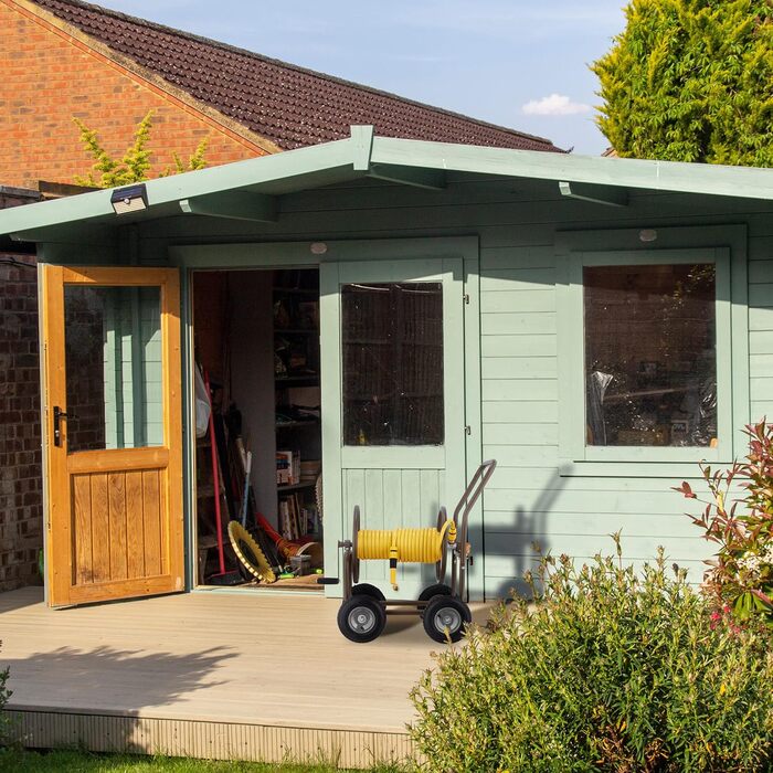 Садовий візок для шланга Relaxdays, до 60 м шланга, 4 пневматичні колеса, швидке з'єднання, металева бочка для шланга, коричневий