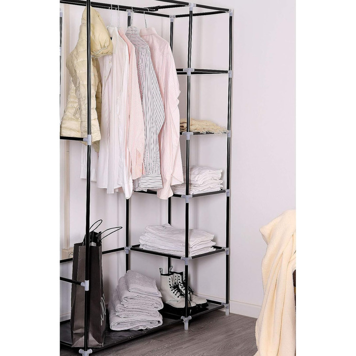 Складана тканинна шафа dibea 175x110x45 см, чорна 175x110x45 см Чорний