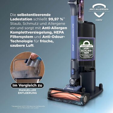 Акумуляторний пилосос Shark Detect Speed Clean & Empty Pet Pro, шалфейно-сірий (для власників тварин автоспущення сміття)