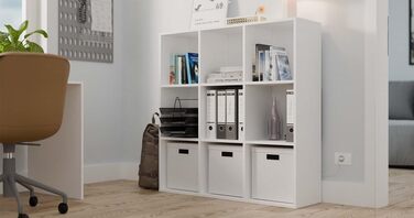 Кубічна полиця CDF 3x3 із задньою панеллю Відкрита окремостояча полиця для вітальні, спальні, коридору Квадратна полиця для зберігання книг та документів Malax White 3x3