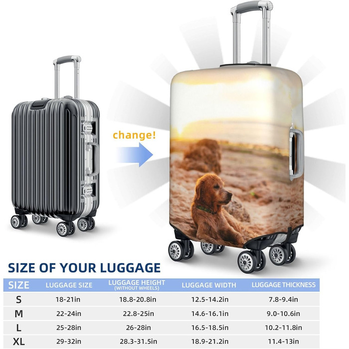 Чохол для валізи BAFAFA з принтом, захисний чохол для багажу, еластичний захист від подряпин та пилу, чорний, розмір 95