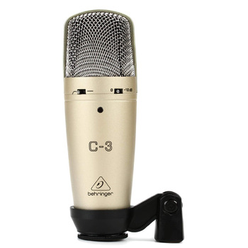 Студійний конденсаторний мікрофон Behringer C-3 з подвійною діафрагмою, сріблястий