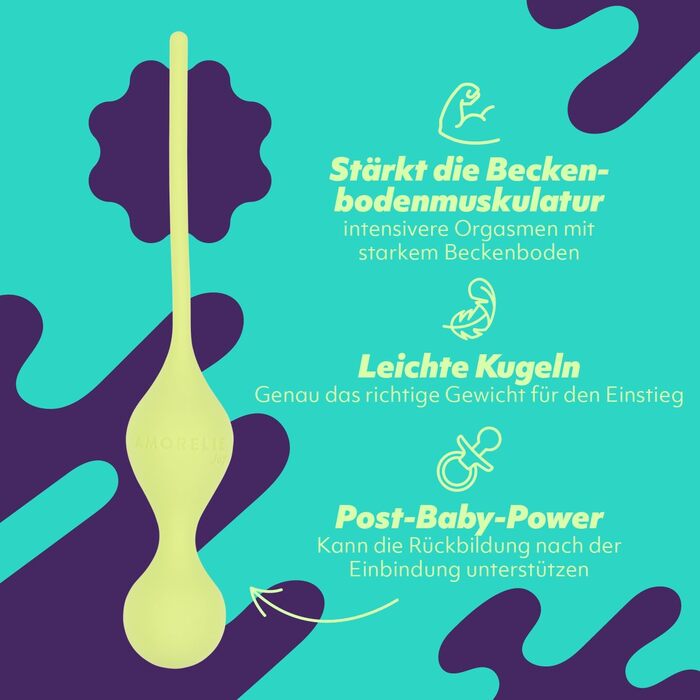 Кульки для тренування м’язів тазового дна AMORELIE Joy, 75 г, силіконові, жовті, водонепроникні