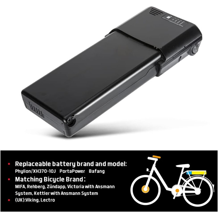 Акумулятор SEASON для електровелосипеда Pedelec 36V 10.4Ah / 14Ah Замінний акумулятор Літій-іонний акумулятор для електровелосипедів Pedelec від Ansmann Aldi MIFA (без корпусу акумулятора) 36V10.4Ah - БЕЗ зарядного пристрою