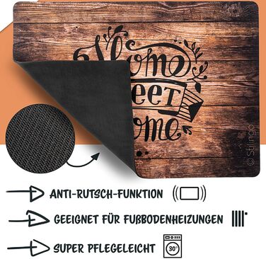 Килимок для внутрішніх дверей, килимок для вулиці, килимок для дверей, слоган &quotHome, Sweet Home&quot, килимок для вхідної зони, килимок Stilingo, килимок для вхідних дверей, 70 x 50 см