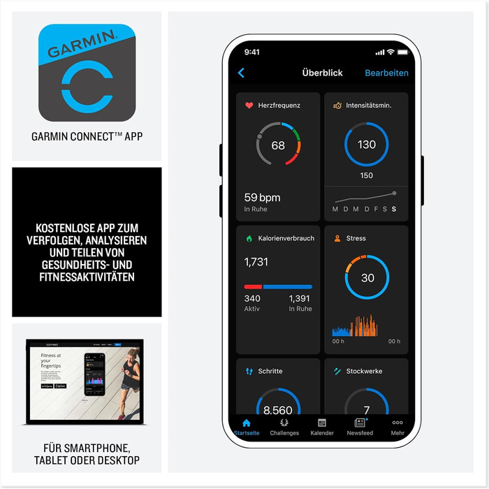 Мультиспорт смарт-годинник, 1.4-дюймовий сенсорний екран, до 27 днів роботи від акумулятора, карти, понад 80 спортивних програм, ЕКГ, ліхтарик, LTE-дзвінки та цілодобовий екстрений виклик SOS (потрібна підписка) fenix 8 PRO 51mm Graphite, 8 Pro 51mm AMOLE
