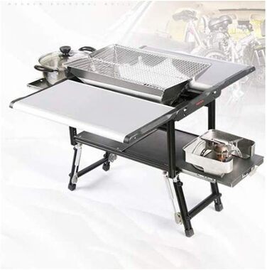 Гриль-барбекю Побутовий вугільний складаний гриль-стійка, алюмінієво-магнієвий сплав Багатофункціональні інструменти для гриля на