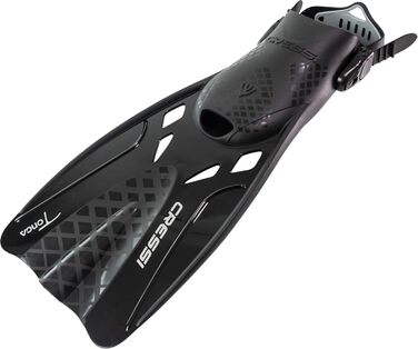 Ласти CRESSI Tonga/Комплект - Легкі регульовані короткі ласти або комплект коротких ласт повнолицьова маска Baron із широким полем зору, ідеально підходять для підводного плавання, плавання, короткі ласти для дорослих, чорний/чорний, L/XL (42/47)