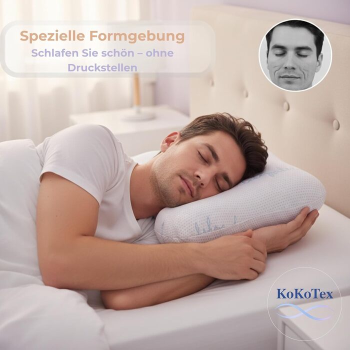 Комфортна ортопедична подушка для шиї ергономічна подушка з піни з ефектом пам&39яті для сну на боці та спині, подушка для здоров&39я від болю в шиї, подушка для сну проти зморшок 554012 см