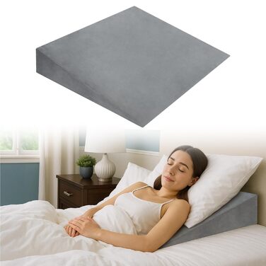 Преміальна клиноподібна подушка для ліжка та дивана 2-зонна система комфорту Подушка для рефлюксу та підняття сну Ергономічний клиноподібний матрац Подушка для читання, подушка для підтримки спини та подушка для ніг (сіра 80 см)