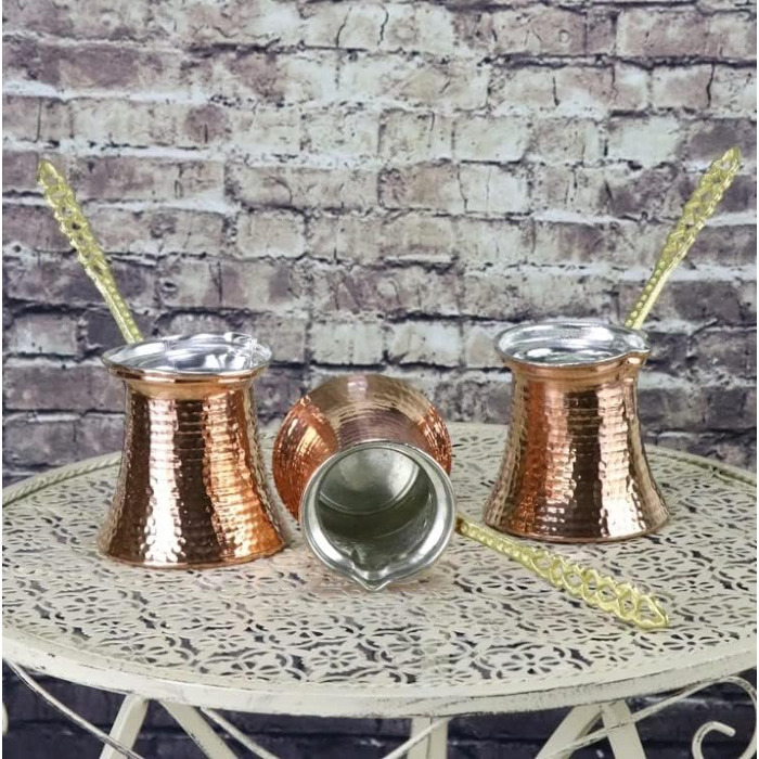 Турецький кавник Euro Tische мідний, високоякісний мідний горщик ручної роботи, горщик мокко Cezve для турецької арабської та грец