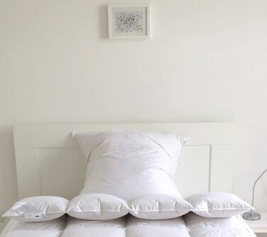 Пухова подушка, 80x80 см, з наповнювачем з гусячого пера 1500 г або 2000 г - чохол 100 бавовна білого кольору - НЕ ВИРІШУЄТЬСЯ НАЖИВО (2000 г)