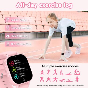 Розумний годинник 4G для дітей з GPS, дитячий годинник з телефоном, відеодзвінками та голосовим чатом, Wi-Fi, SOS, крокомір, будильник, ігри, дитячий подарунковий наручний годинник для дівчаток та хлопчиків віком від 4 років, рожевий