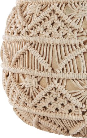 Подушка-шезлонг Beliani Pouf з в&39язаним м&39ячим сидінням, бежева, 40x40 см, кругла, бавовна, Кайсері