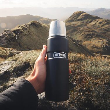 Маленький глечик King Thermos сірого кольору, виготовлений з нержавіючої сталі, зберігає об&39єм гарячим або холодним, 470 мл