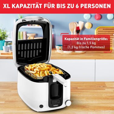 Фритюрниця Tefal Super Uno FR3140 в т.ч. таймер Ємність 2,2 літра Запчастини, які можна мити в посудомийній машині Антипригарне покриття Фільтр для видалення запахів Захист від бризок Знімний контейнер Білий/Чорний Super Uno з таймером білий/чорний