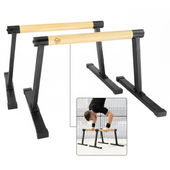 Дерев&39яні паралети Mller & Blum, включаючи бандажі для зап&39ястя, високоякісне гімнастичне та калістенічне обладнання для використання в приміщенні та на вулиці, нековзні ручки для віджимань, силові тренування з грифом, стійка на руках, турніки для від