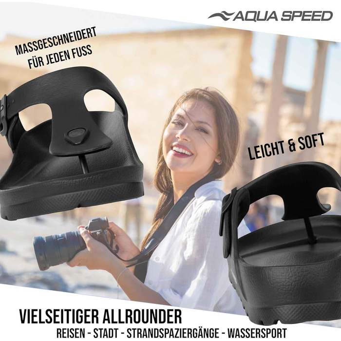 Шльопанці Aqua Speed Monaco Сандалі для купання з EVA для жінок та чоловіків Двостороння щільність, комфорт та стиль, 36 EU, чорний