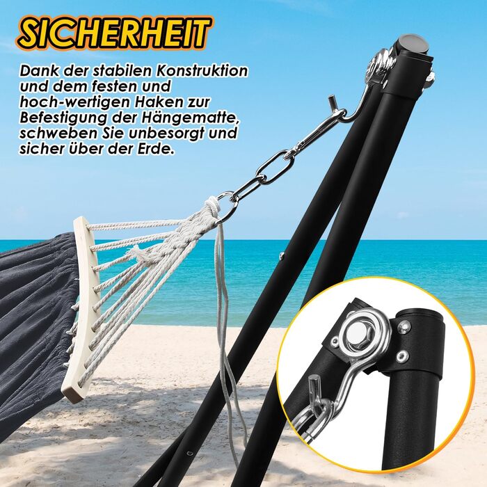 Гамак з каркасом, складна підставка для садового гамака, гамак з металевим каркасом, вуличний гамак з сумкою для перенесення, металевий каркас до 150 кг для кемпінгу, саду, басейну, балкону