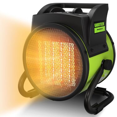 Енергозберігаючий керамічний радіаційний обігрівач GARDTECH з PTC, надзвичайно потужний електричний обігрівач, великий об&39єм повітря, будівельний обігрівач із захистом від перегріву, захистом від перекидання, термостатом, 2000 Вт, зелений