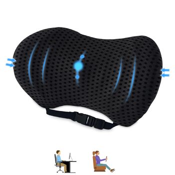 Поперекова опорна подушка для офісних крісел та автомобільних крісел, подушка для спини з піни з ефектом пам&39яті з регульованим ремінцем, ергономічна поперекова опорна подушка для автомобільних крісел та офісних крісел, чорна