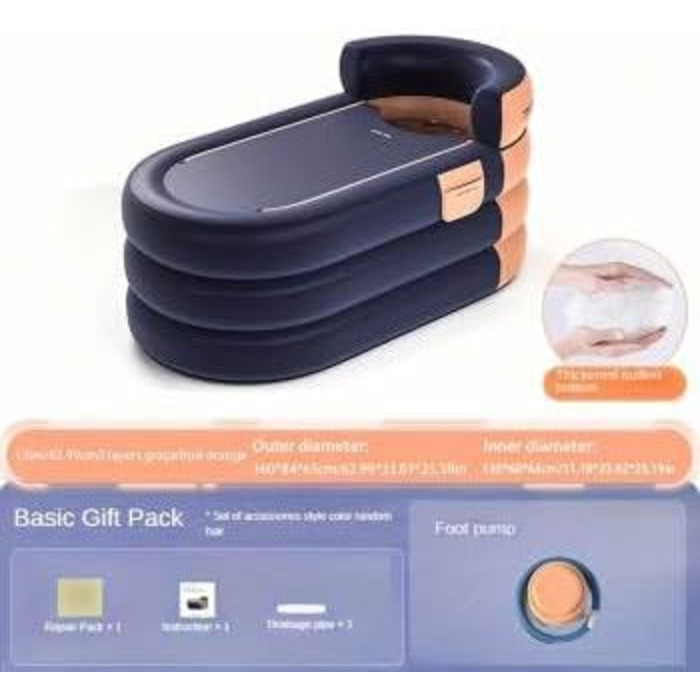 Надувна ванна зі зручним дном, портативні складні ванни для використання в приміщенні та на вулиці, а також крижані ванни для дорослих спа-центрів, ідеально підходять для гарячих/крижаних ванн