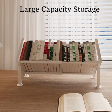 Маленька настільна книжкова полиця, міні-висувна книжкова шафа, металева настільна полиця, компактний органайзер для книг для дитячих столів, офісів, віталень (чорний)