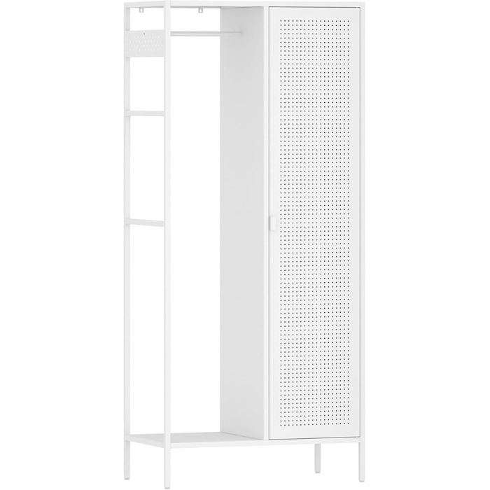 Шафа Puumala 180 x 80 x 45 см Шафа для спальні Металева шафа з 4 полицями та 1 вішалкою для одягу Металева шафа для одягу Біла