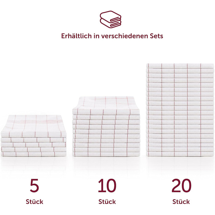 Набір Blumtal з 10 чайних рушників преміум-класу - високоякісні чайні рушники, 100 бавовна, червоні в клітинку, 50x70см 10 шт. чер