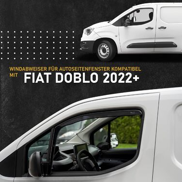 Сумісний з вітровим дефлектором FIAT Doblo 2022 з боковим склом Спереду 2 шт. Дефлектор дощу, дефлектор вітру, тонований, обтічний Простота монтажу Захист від вітру та дощу