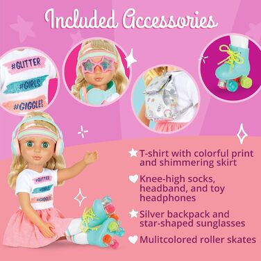 Рухлива лялька 36 см з роликами, ляльковим одягом, аксесуарами та рожево-русявим довгим волоссям для укладання іграшка від 3 років