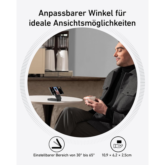 Швидкий мобільний зовнішній акумулятор 15 Вт, сертифікований MagSafe Qi2, на 6600 мАг, регульована складна підставка, для iPhone 1