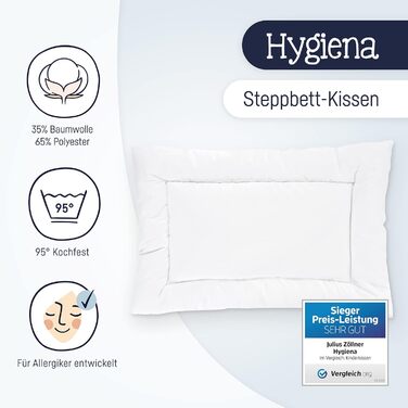 Гігієнічна подушка Julius Zllner, можна прати при 95C, підходить для алергіків, Standard 100 від OEKO-TEX, розмір 40x60 см Подушка
