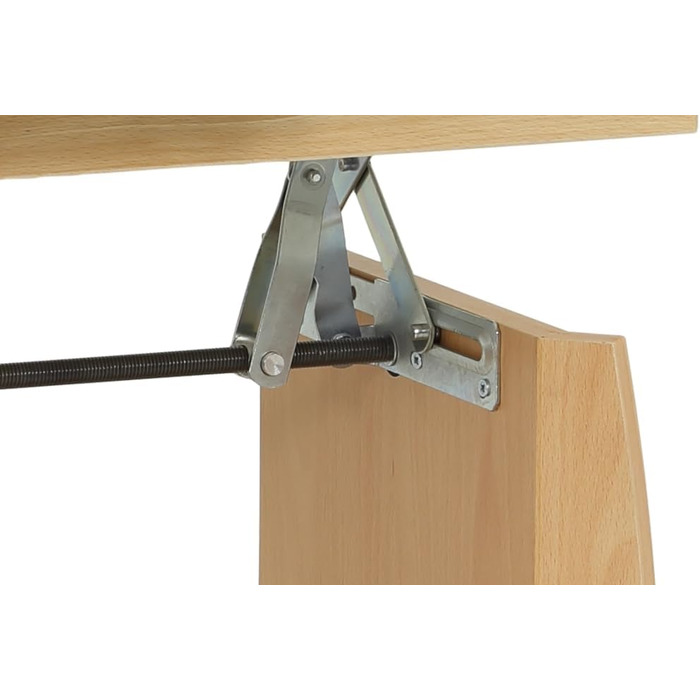 Функціональний журнальний столик Michael, імітація дерева з меламіновим покриттям, декор бука, розсувний 90-142 см, регульована висота за допомогою ручки 52-62 см