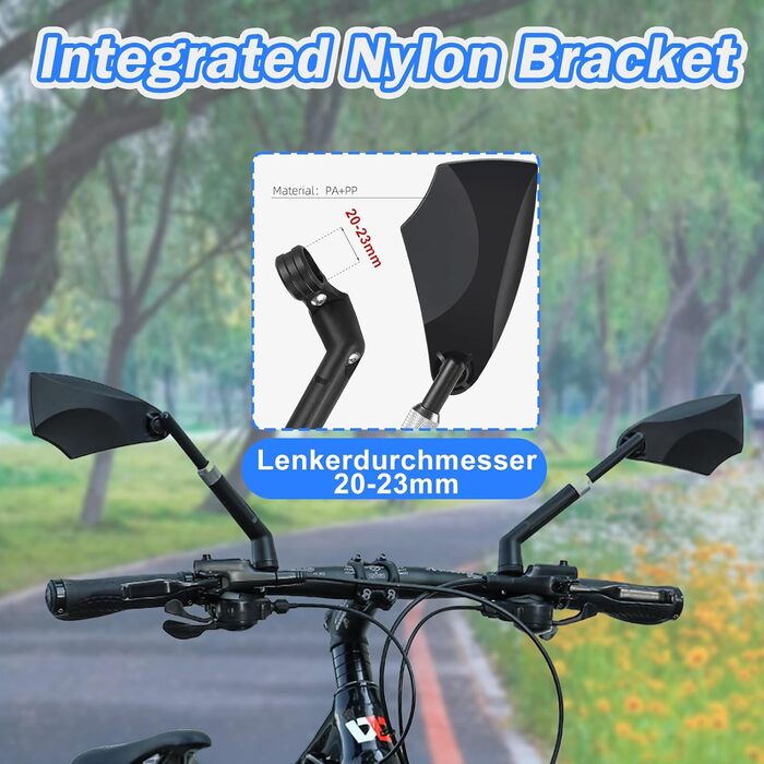 Велосипедні дзеркала, дзеркала заднього виду для велосипедів з висувною стійкою дзеркала, складні велосипедні дзеркала для керма 20-23 мм, дзеркала високої роздільної здатності для керма з поворотом на 360 (пара)