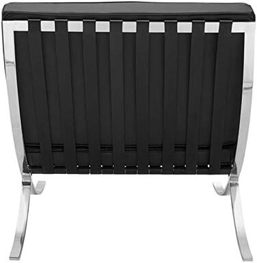 Сучасне шкіряне крісло преміум-класу для вітальні з полірованою каркасом з нержавіючої сталі (чорного кольору)