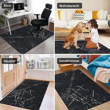 Захисний килимок для офісних стільців 90x120 см - Розкішний килимок для офісних стільців з принтом для паркету та твердих підлог, універсальний килимок для офісного крісла для дому та офісу (Чорний, 90 x 120 см) 90 x 120 см Чорний