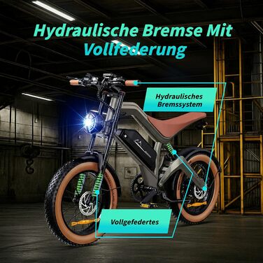 Чоловічий електровелосипед з акумулятором 48V 18.2AH (запас ходу до 161 км), повнопідвісний електровелосипед для дорослих, гідравлічні гальма, РК-дисплей, NFC-карта, шини для фетбайків 20x4.0 дюймів, універсальний.