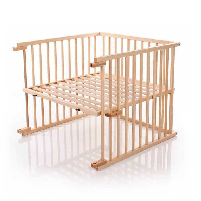 Комплект для переобладнання дитячого ліжечка Babybay для приліжкових ліжечок, безступінчасте регулювання, підходить для моделі Original приліжкового ліжечка / дитячого ліжечка, розмір 132 см x 81 см, виготовлено з масиву бука (натуральний лак)