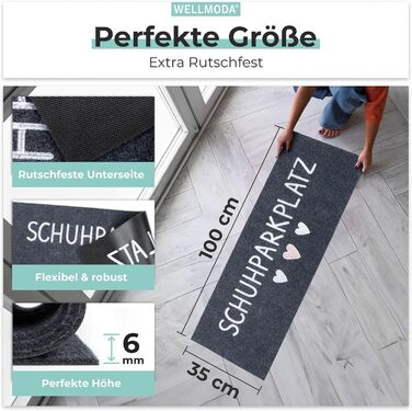 Килимок для паркування взуття Нашитий напис Надзвичайно міцний Можна прати в пральній машині та нековзний Килимок для використання на вулиці та всередині приміщень Килимок для дверей 35x100 см