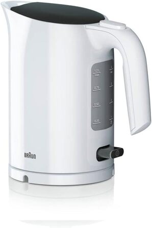 Побутовий чайник Braun WK 3000 WH Ємність 1,0 л 2,200 Вт Система приготування їжі під тиском Знімний фільтр проти накипу Великий індикатор рівня води Не містить бісфенолу А Білий