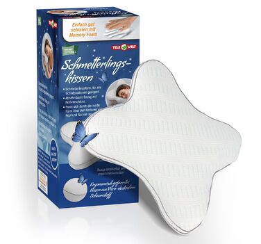 Подушка HSP Метелик з ефектом пам&39яті Подушка для сну на боці - подушка для підтримки шиї - ергономічна підтримка - дихаюча - ортопедична подушка - 45 x 35 x 10 см, біла