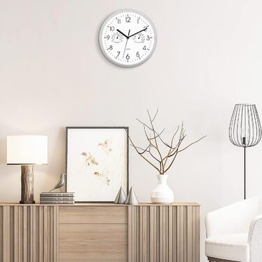 Настінний годинник Foxtop з індикатором температури і вологості Сучасний без цокання Безшумний годинник для кухні вітальні ванної