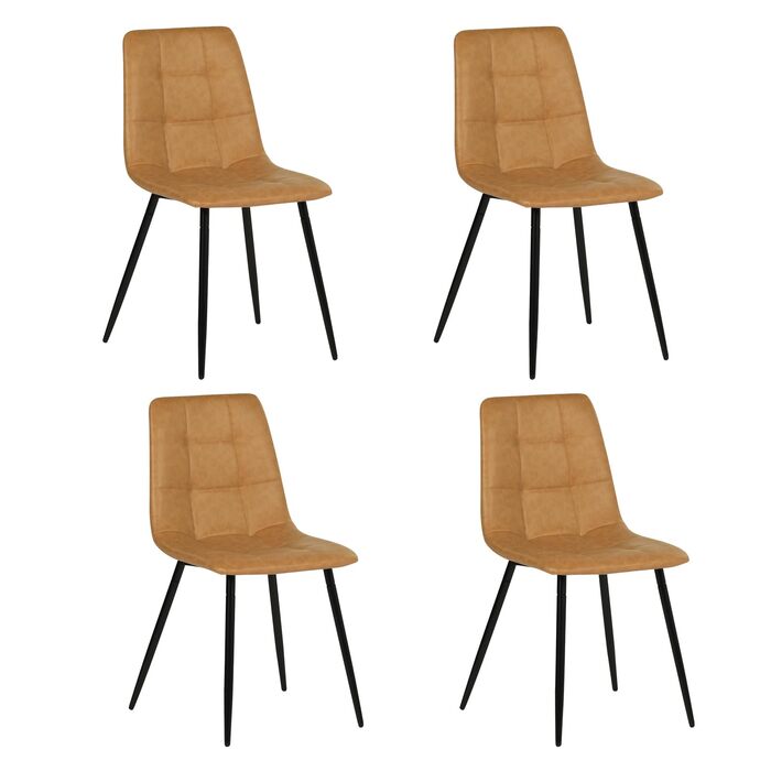 Обідні стільці EGGREE, комплект з 4 шт. , штучна шкіра, сучасний дизайн, м&39які, кухонні стільці, їдальня, вітальня, спальня, металеві ніжки, вантажопідйомність 150 кг, коричневий