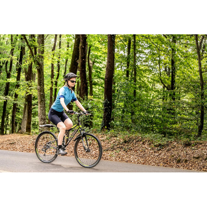 Гірський велосипед Chillaxx Bike Falcon преміум-класу розміром 24, 26, 27,5 та 29 дюймів - Велосипед для хлопчиків, дівчаток, жінок та чоловіків - Дискові гальма - 21 швидкість - Повнопідвіска 26 дюймів Чорно-синій Дискові гальма