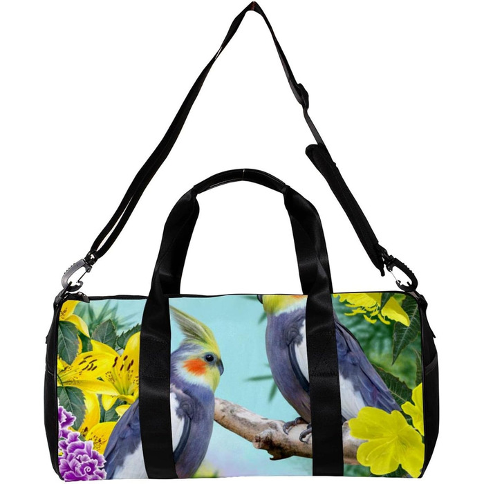 Спортивна сумка, маленька дорожня сумка, сумка для шопінгу та йоги, сумка з принтом Птах, Квіти, Папуга, сумка для фітнесу на відкритому повітрі, ручна поклажа