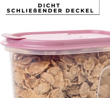 Контейнери для зберігання SUSTANIA, набір з 4 шт. , різні розміри, 1 л, прозорі з кришками на шарнірах, диспенсери для пластівців, пластик, ідеально підходять для пластівців, зроблено в Європі, 100 придатні для переробки