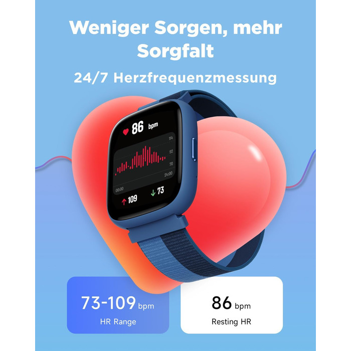 Розумний годинник BIGGERFIVE для дітей, 1,8-дюймовий фітнес-годинник з крокоміром, цілодобовий монітор серцевого ритму, водонепроникність IP68, монітор сну, будильник, 5 ігор-головоломок (з додатком/без нього), фітнес-трекер для дівчаток, хлопчиків та під