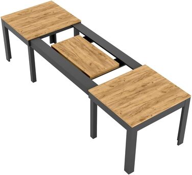 Великий, практичний стіл MPS WENUS 160-300x90x76см Дуб Craft Black Обідній стіл на 4-12 осіб з розсувною стільницею до 300 см Сучасний дизайн Прямокутний стіл